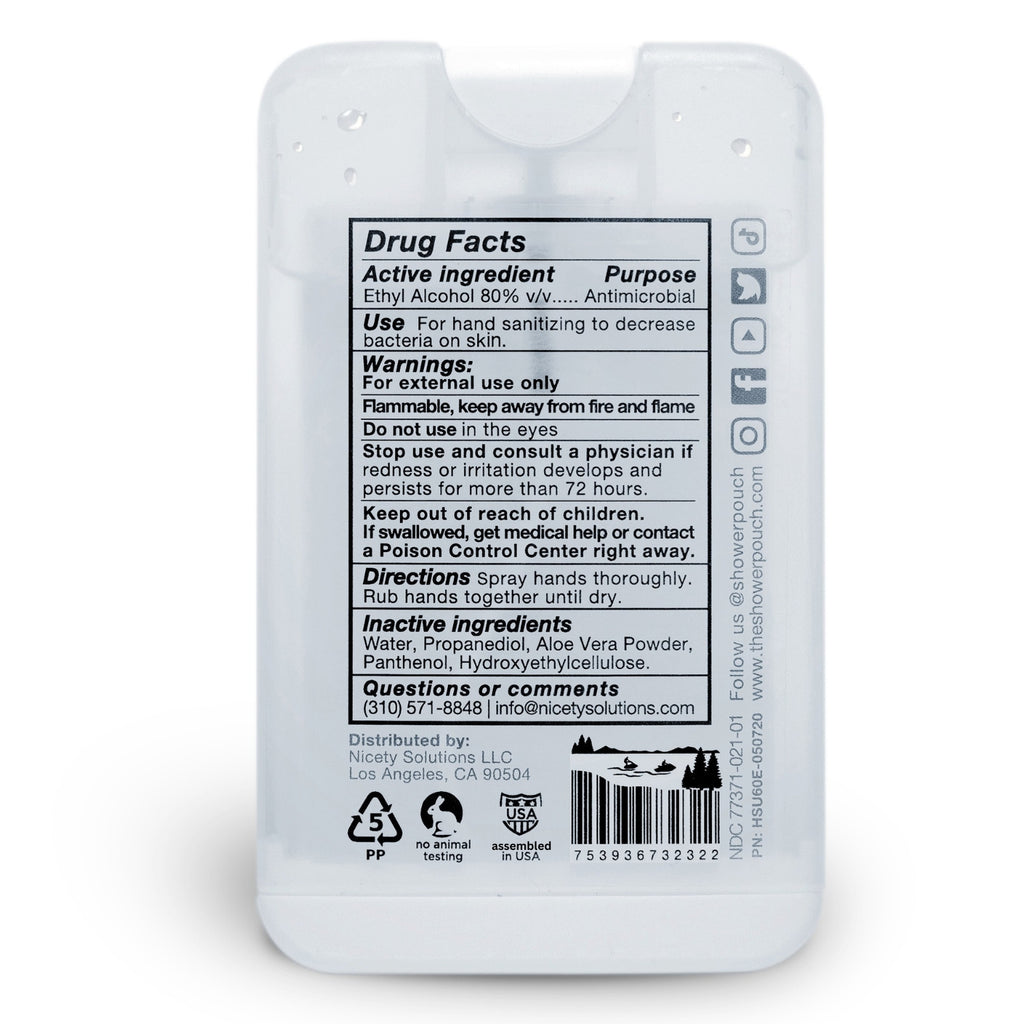 Kit de muestra de aventuras: 4 bolsas de ducha, 1 desinfectante para manos (60 %) y 1 bomba de baño